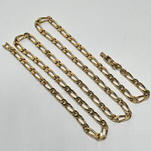 Vintage Monet Gold Tone Figaro Chain Link Necklace Stunning 30" Classic Layering